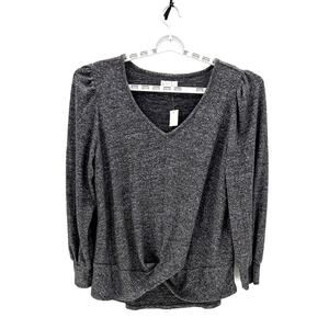 Maurices 24/7 long-sleeve V-neck twist sweater gray heathered size xxl